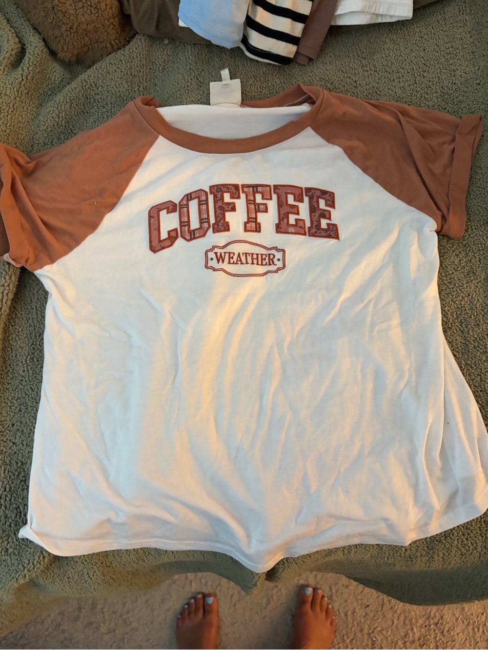 Coffee Weather Raglan Tee - White & Rust